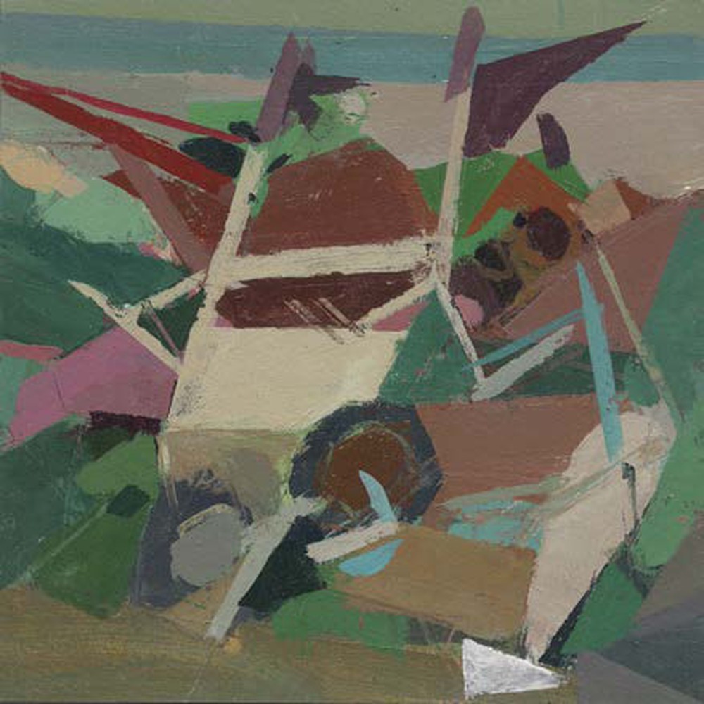 Ken Kewley, 'Wheelbarrows, Italy,' 2010: two wheelbarrows in a garden, acrylic on paper