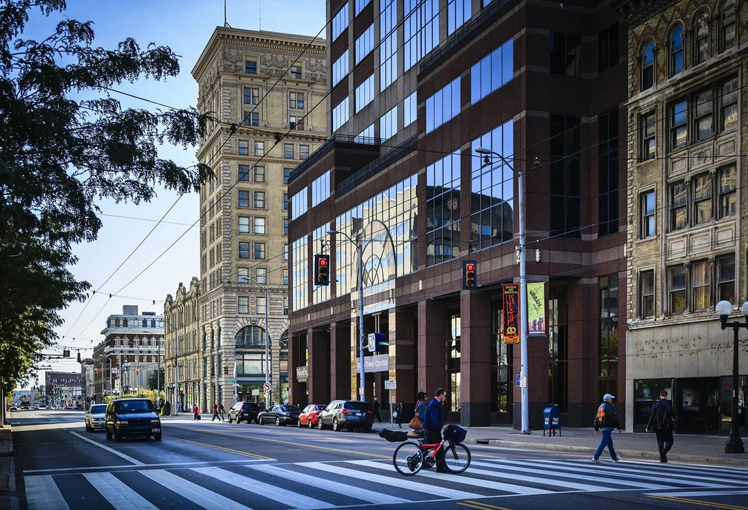 West Third Street in Dayton, Ohio, 2012, with historic buildings. Photograph by Andy Snow. Image from the artist's website. (Related image located during this archive's reconstruction.)