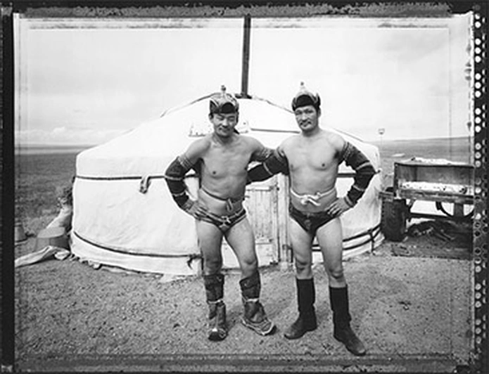 Elaine Ling, Wrestler Brothers, 2005, archival silver gelatin print, 20” x 24”. Courtesy Iris BookCafe and Gallery.