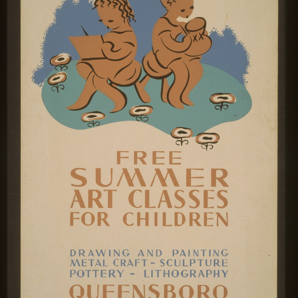 WPA poster advertising free summer art classes for children.