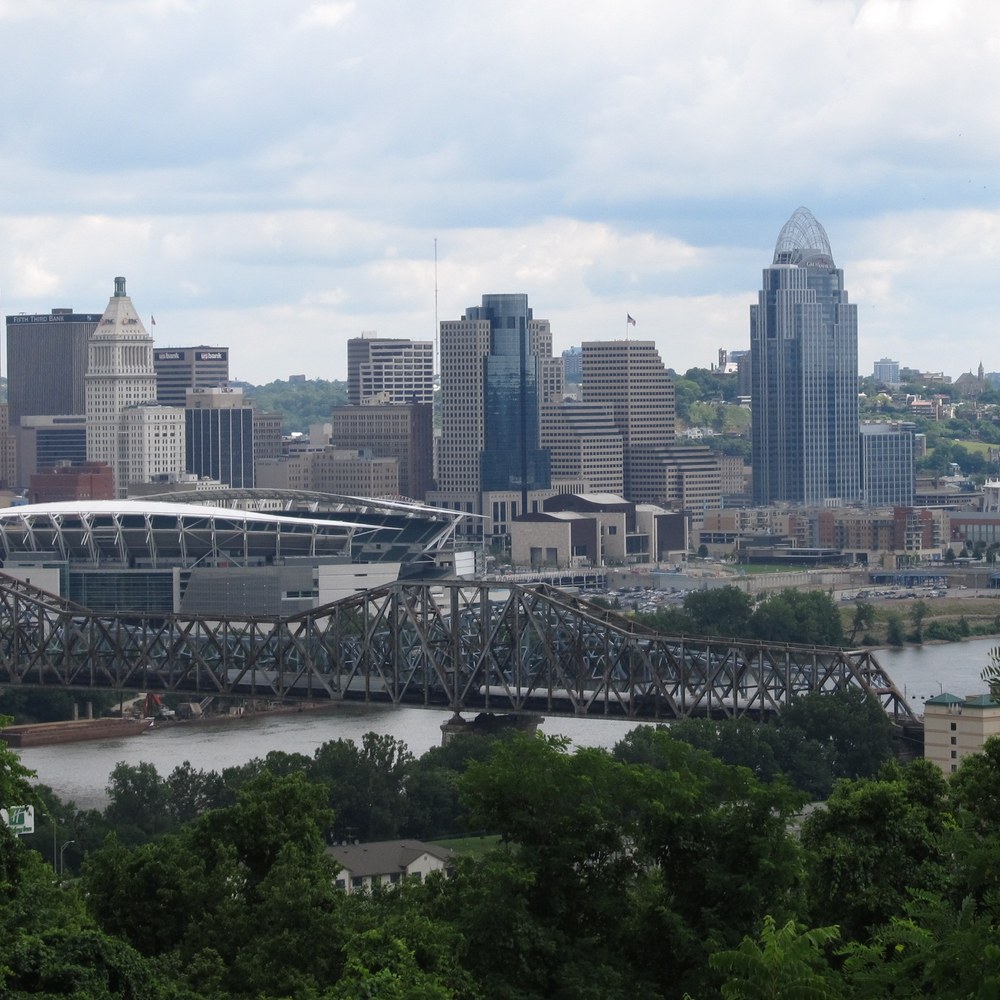 Cincinnati skyline from Devou Park across the Ohio River.
