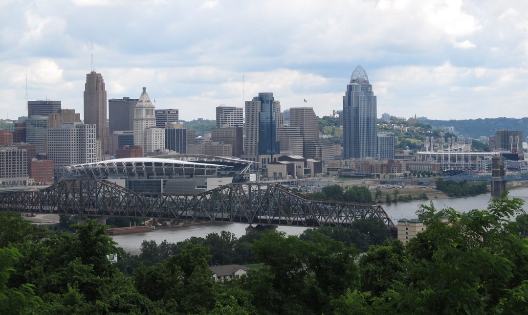 Cincinnati skyline from Devou Park across the Ohio River.