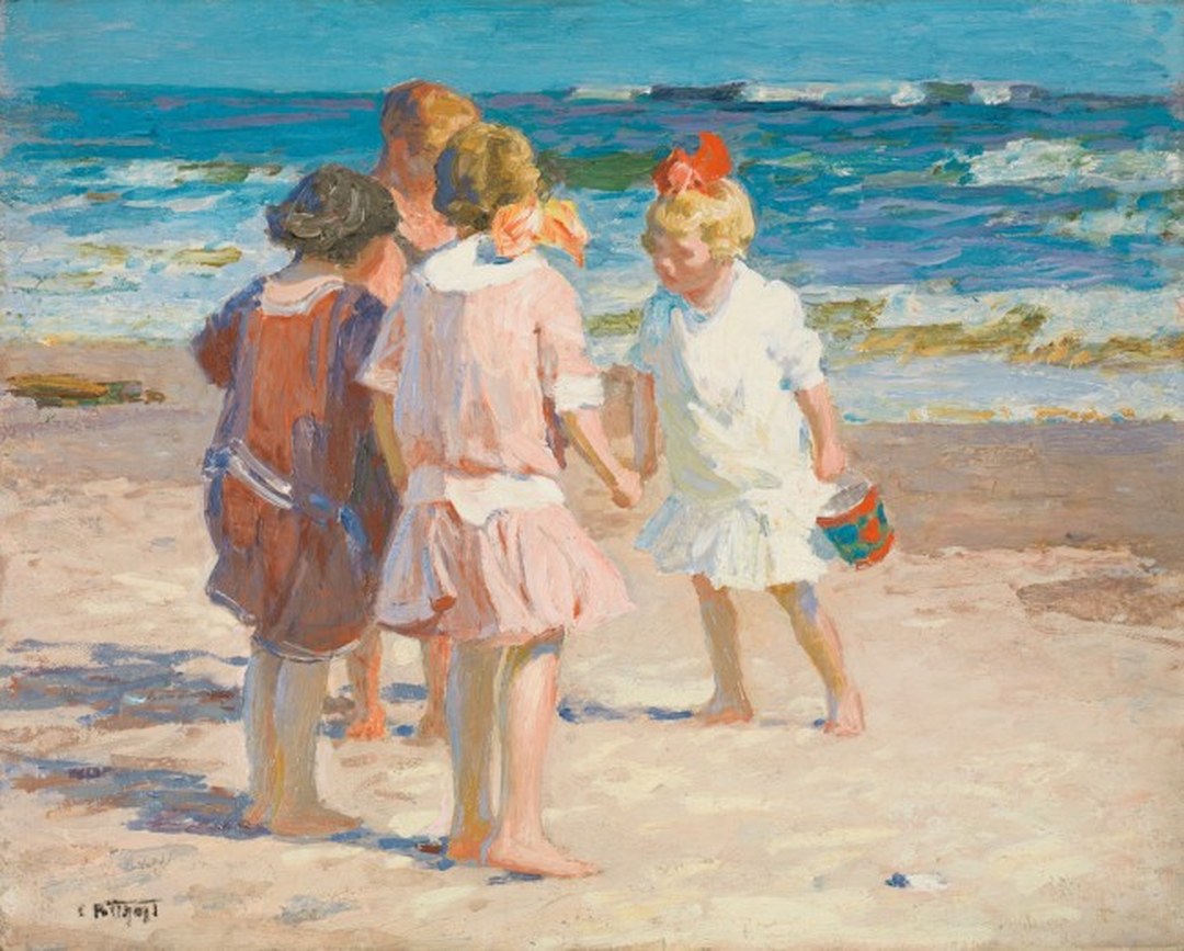 Edward Henry Potthast (1857–1927), A Rare Find, ca. 1915, oil on canvas, 16 x 20 in. (40.6 x 50.8 cm), Private Collection