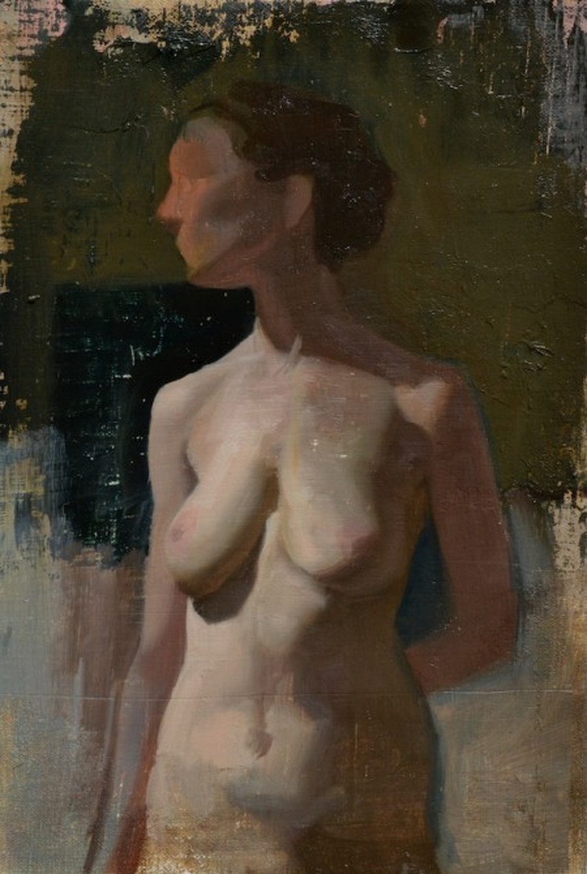 Emil Robinson, Female Figure, painting, about 9 x 6 in.