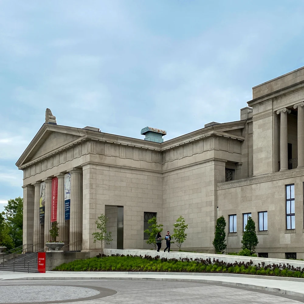 The columned main entrance of the Cincinnati Art Museum in Eden Park.