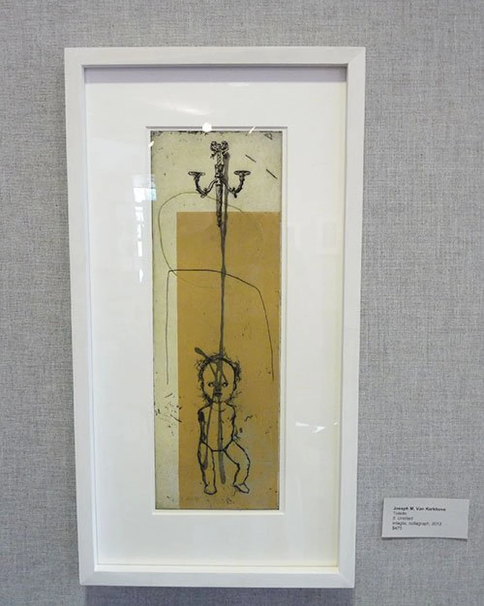 Joseph M. Van Kerkhove, Untitled: framed print of a standing figure with a candelabra-like element.