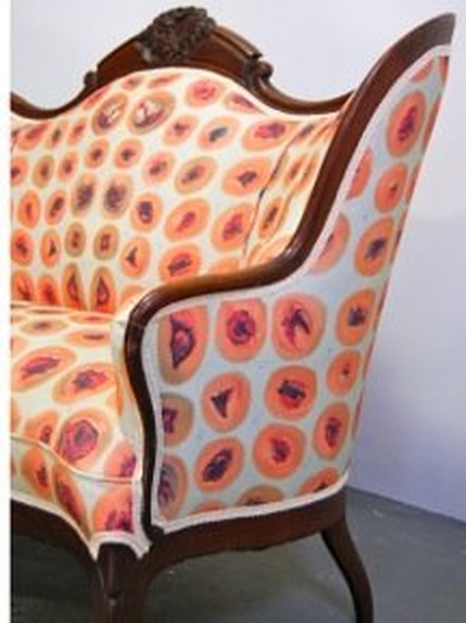 Detail of Kate Kern's Our Nation Mourns: Wounded Settee and Footstool