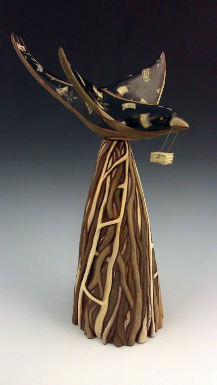 Terri Kern, Messenger, 14 x 10.5 x 7.5, ceramic, wire