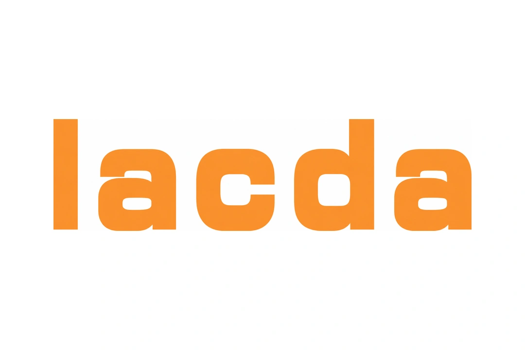 Logo of the Los Angeles Center for Digital Art: the lowercase word “lacda” in bold orange letters on a white background.