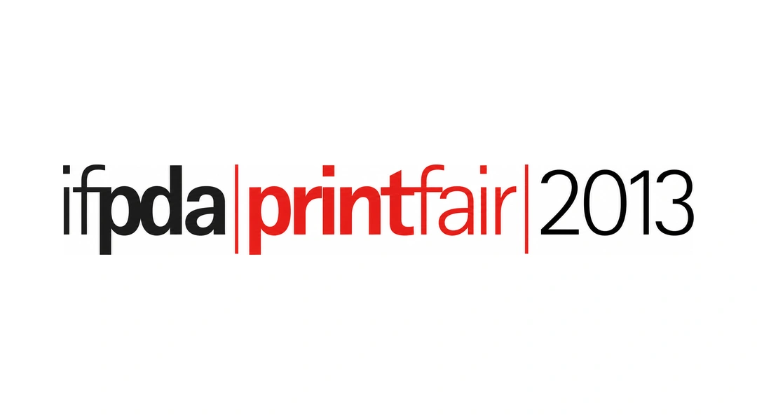 Logo of the IFPDA Print Fair 2013: the words “ifpda”, “printfair” and “2013” separated by thin vertical lines, in black and red lettering on white.