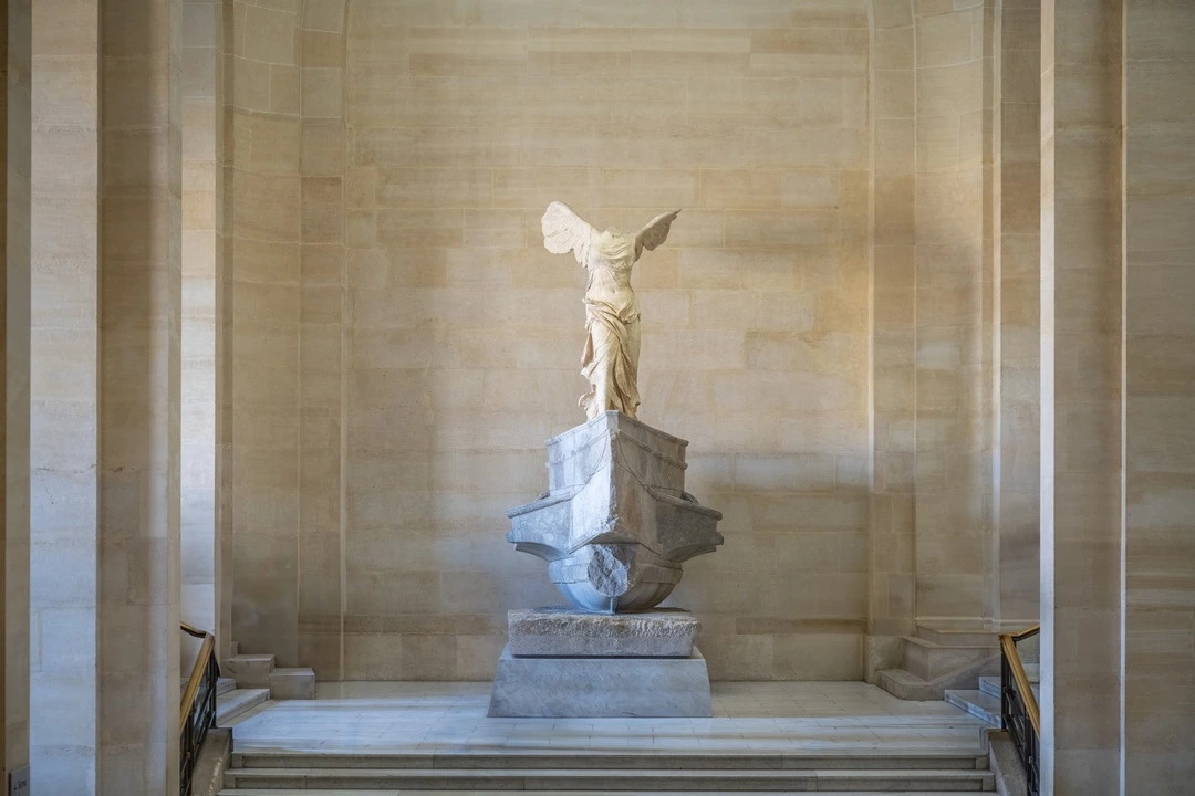 Nike of Samothrace statue at the Louvre.
