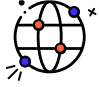 Black network diagram with red and blue dots connected by lines on a white background.