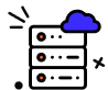 Illustration of a person with a cloud above and network-like lines with dots around them.