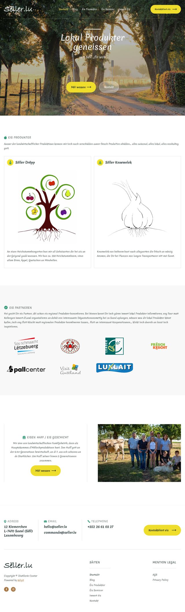 Sëller website homepage; on hover it scrolls to show the full page