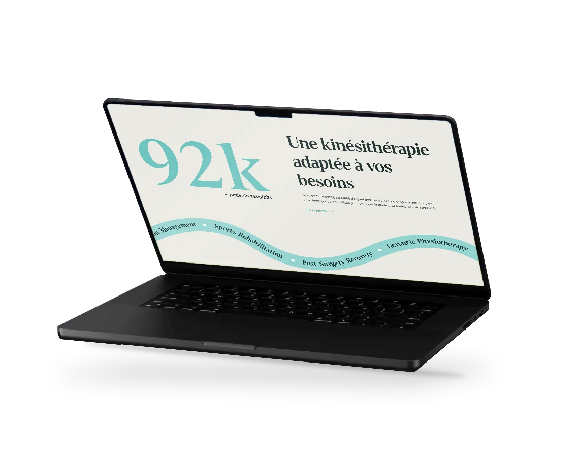 Laptop showing 8digit client websites Kiné and Stemper Stones