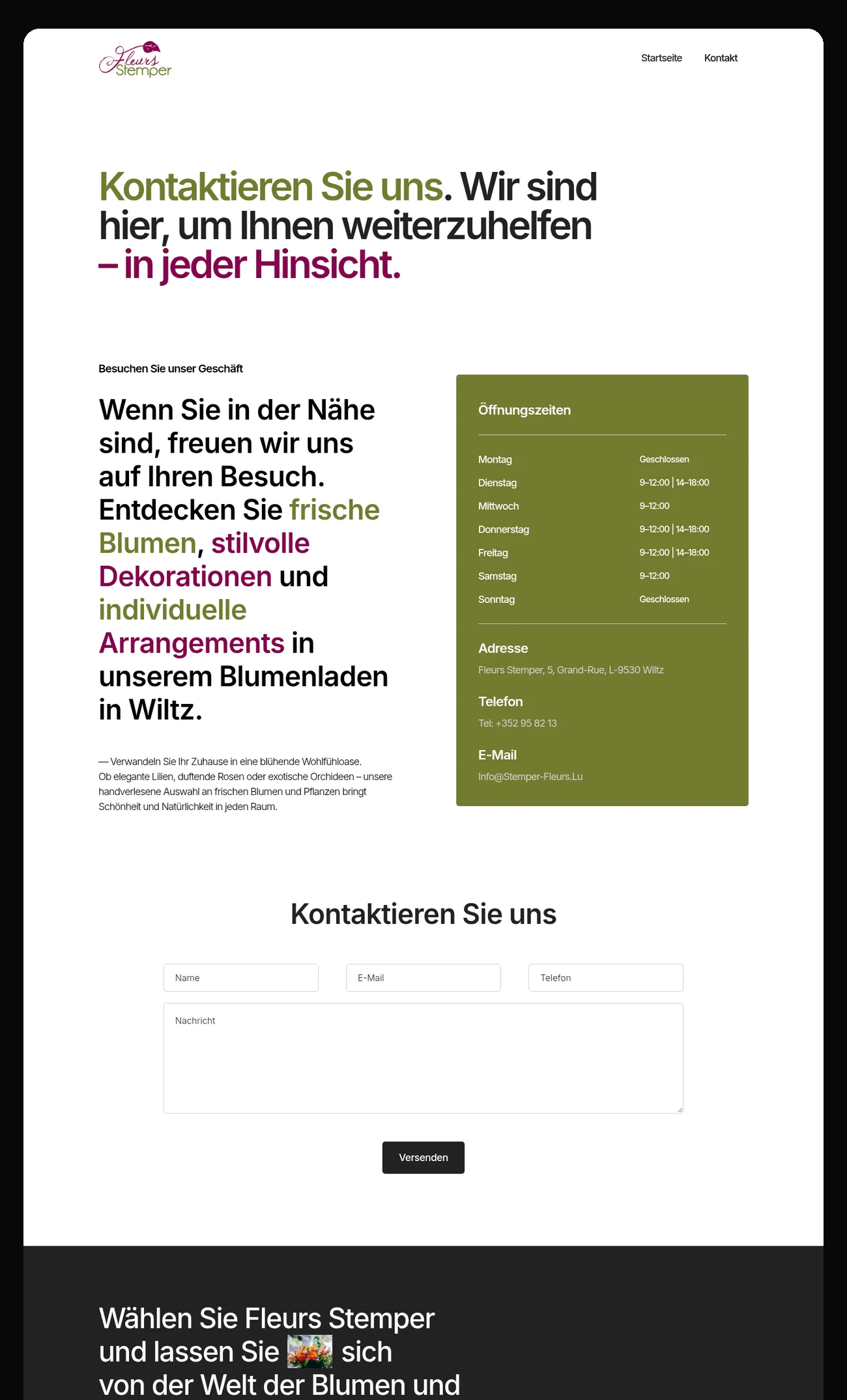 Galerie der Website von Fleurs Stemper