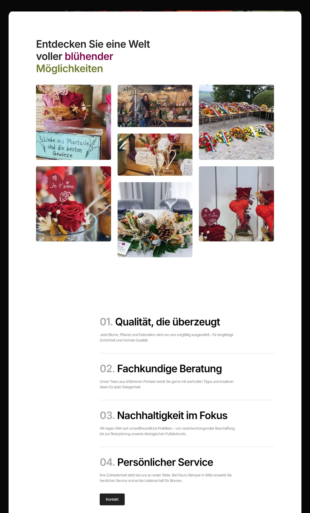 Galerie der Website von Fleurs Stemper