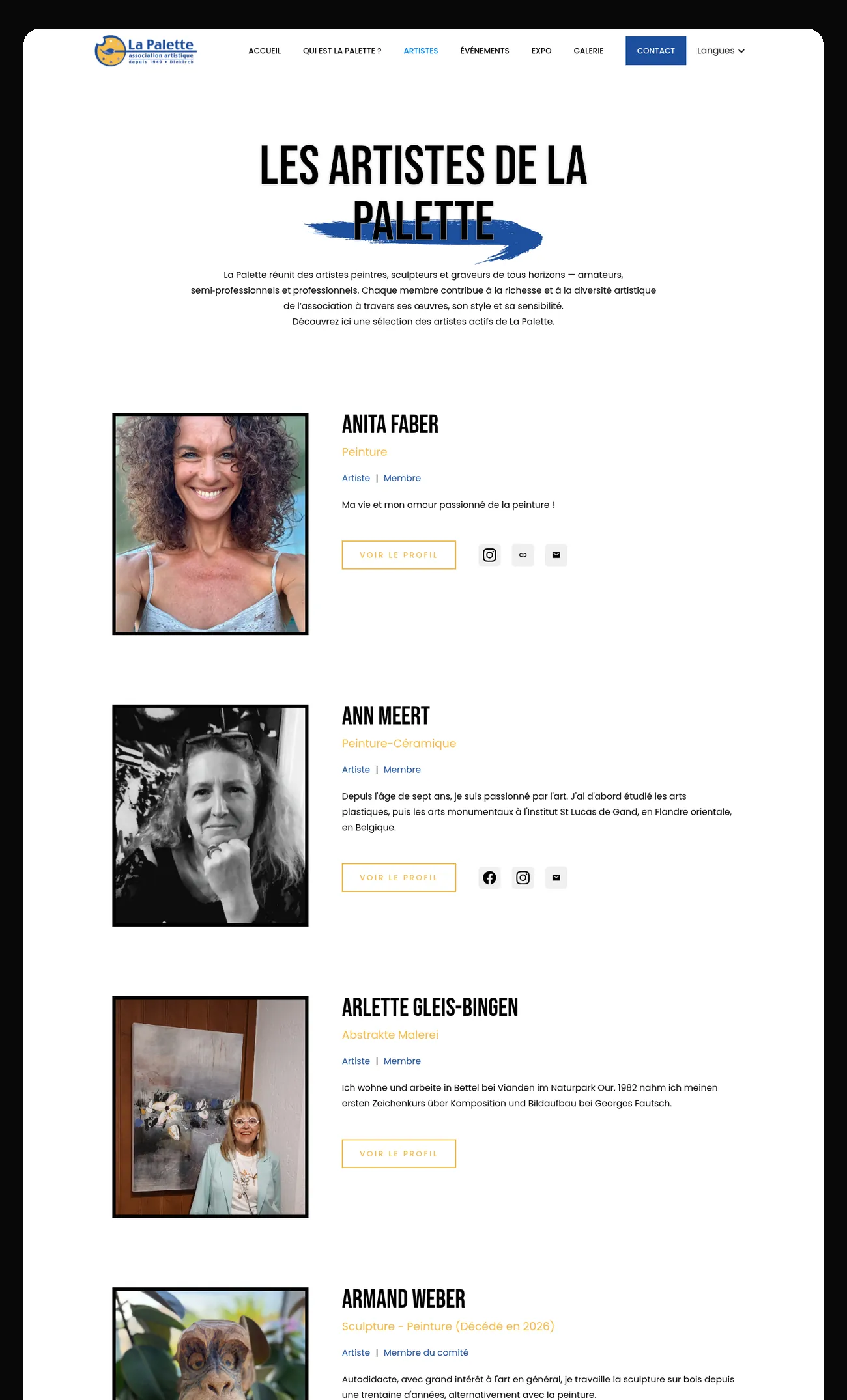 La Palette website gallery