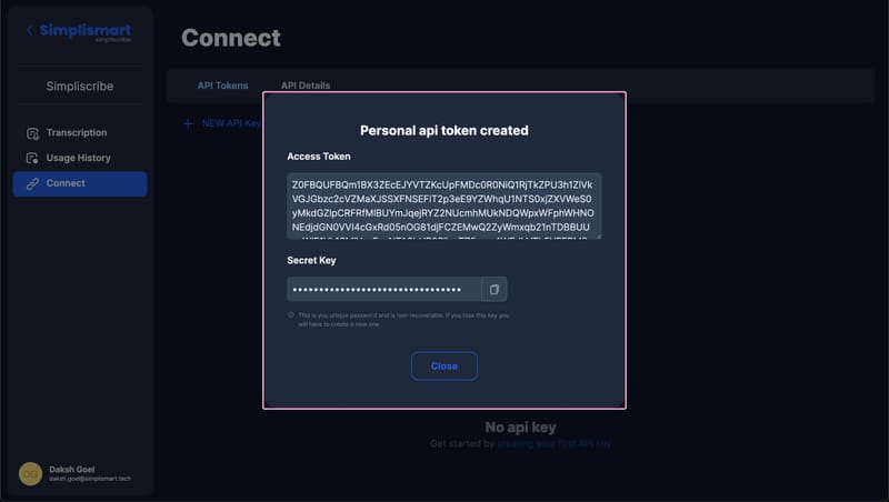 NEW API key