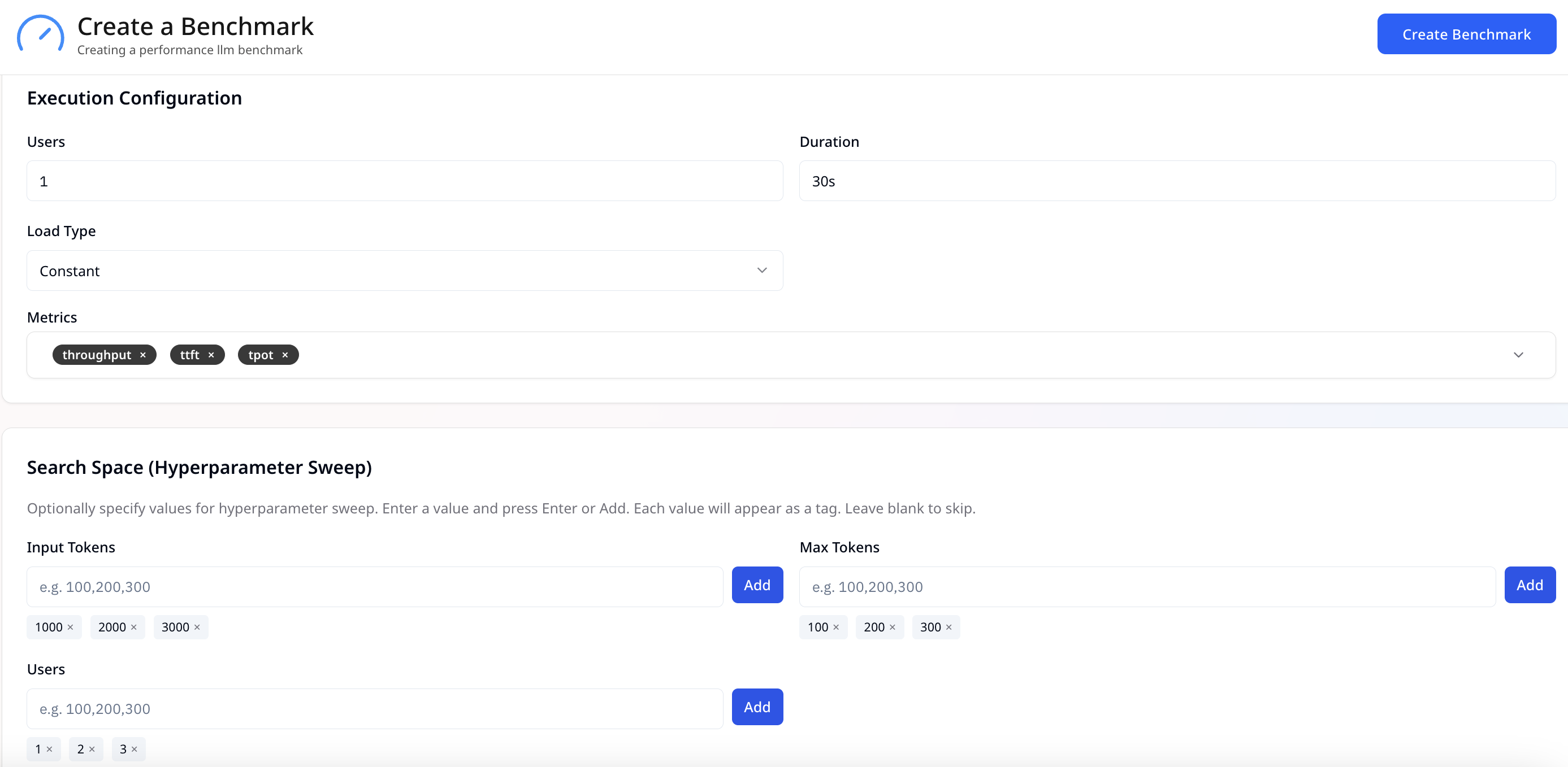 Interface for Performance Benchmarking