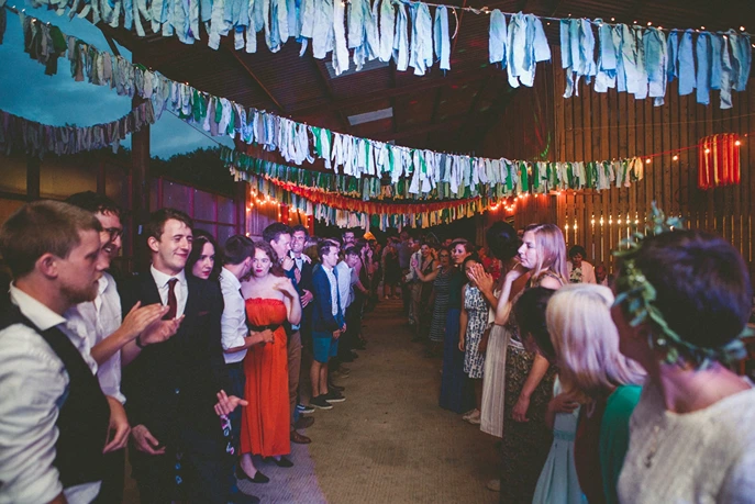 London ceilidh band leading Strip the Willow at a corporate party.