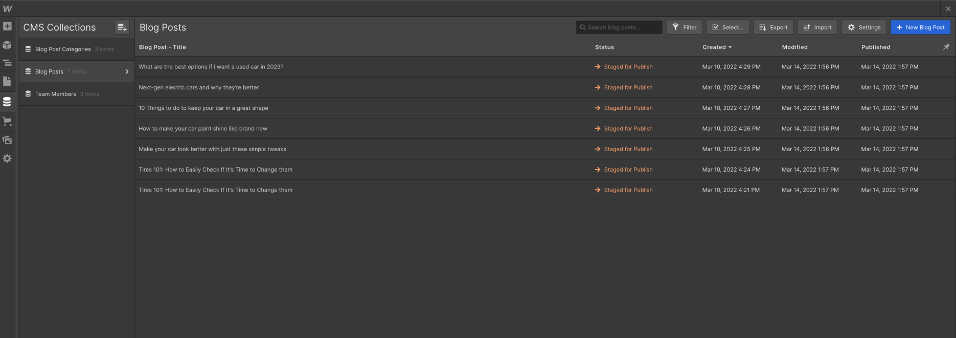 CMS Collection - Autocar X Webflow Template