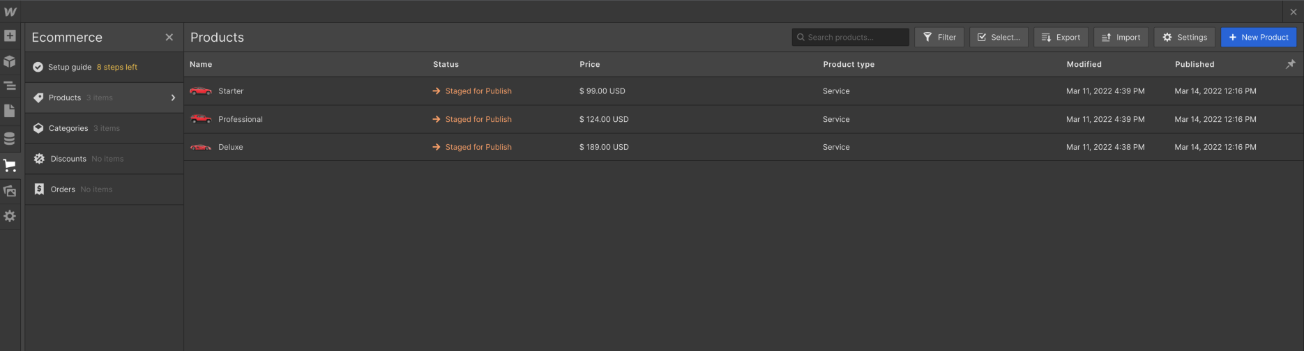 eCommerce Collection - Autocar X Webflow Template