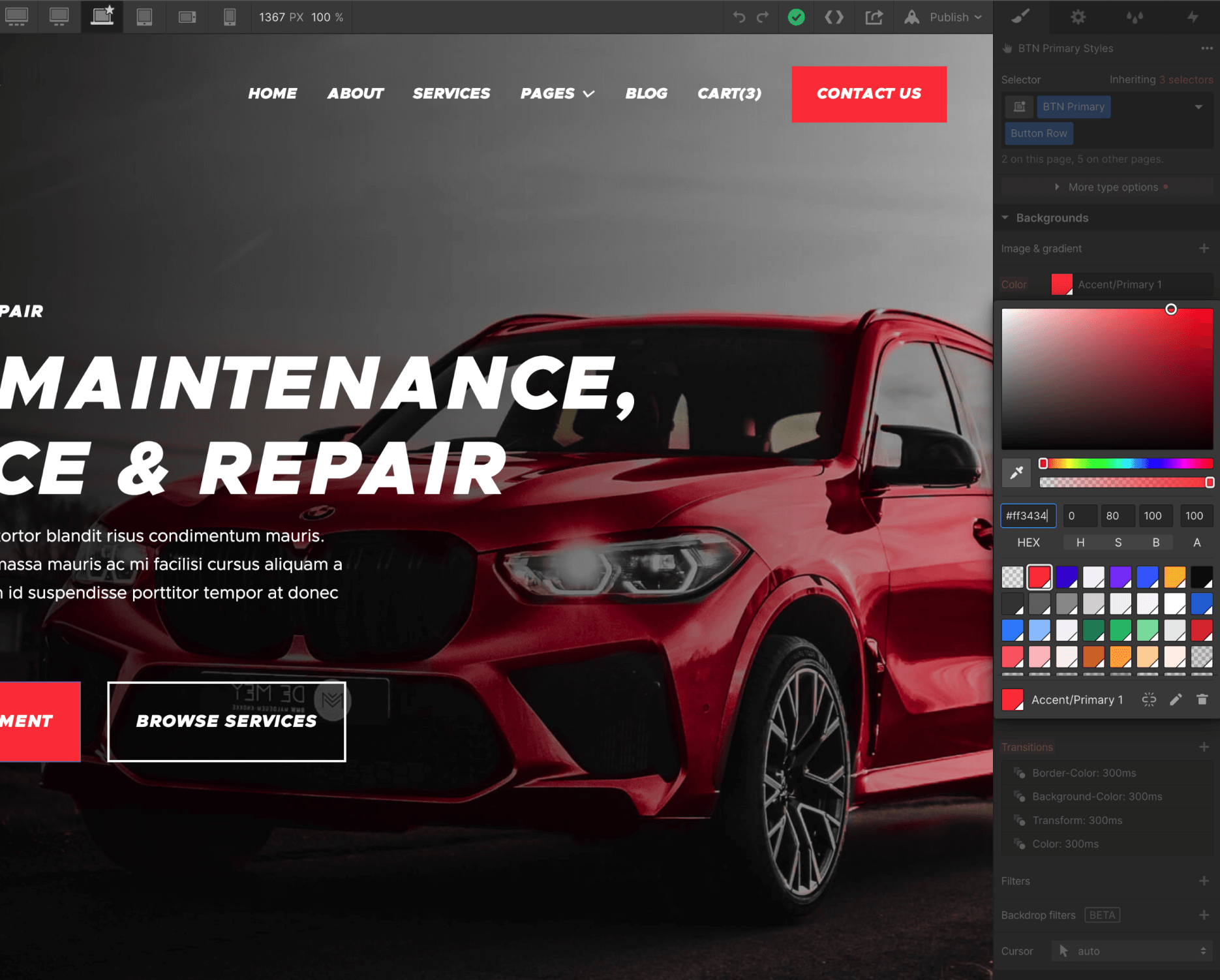 Color - Autocar X Webflow Template