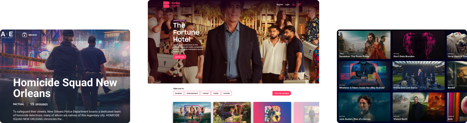 3 screenshots from ONE sites