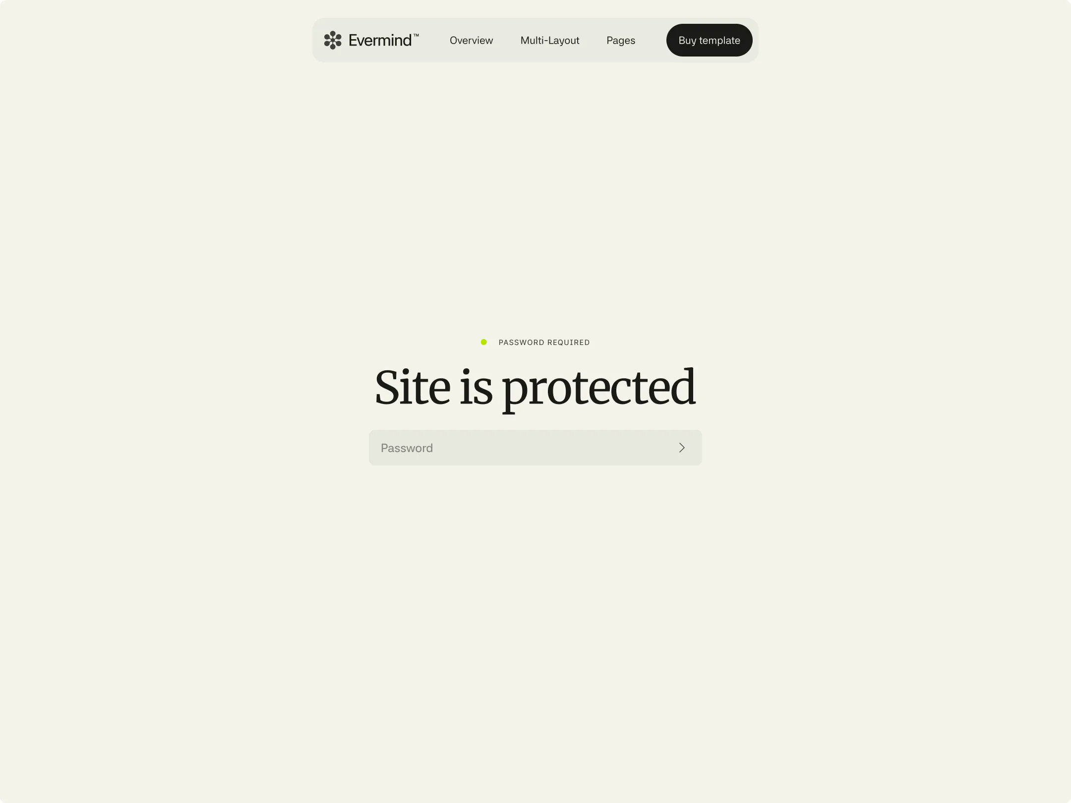 Passwortgeschützte Webseite mit Eingabefeld zum Zugriff, Überschrift ‚Site is protected‘.