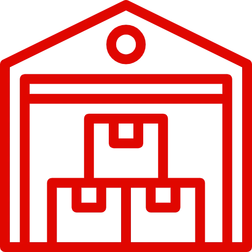 Red icon of chat bubbles, representing logistics consulting.