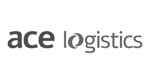 Ace Logistics logo in grayscale.