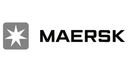 Maersk logo with star symbol in grayscale.