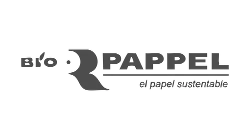 Bio Pappel logo in grayscale.