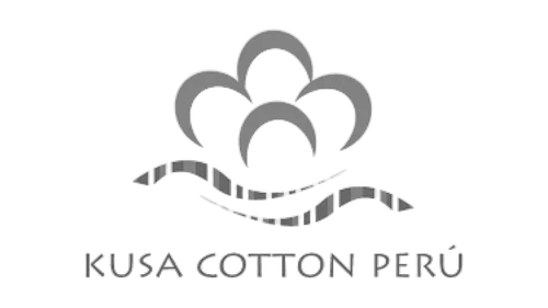 Kusa Cotton Peru logo in grayscale.