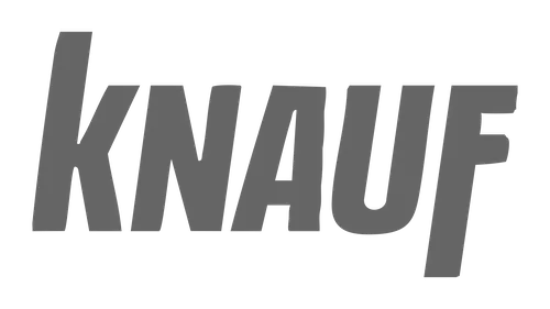 Knauf logo in grayscale.