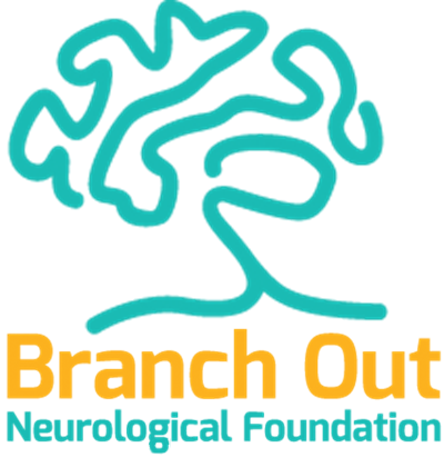 The branch out neurological foundation logo.