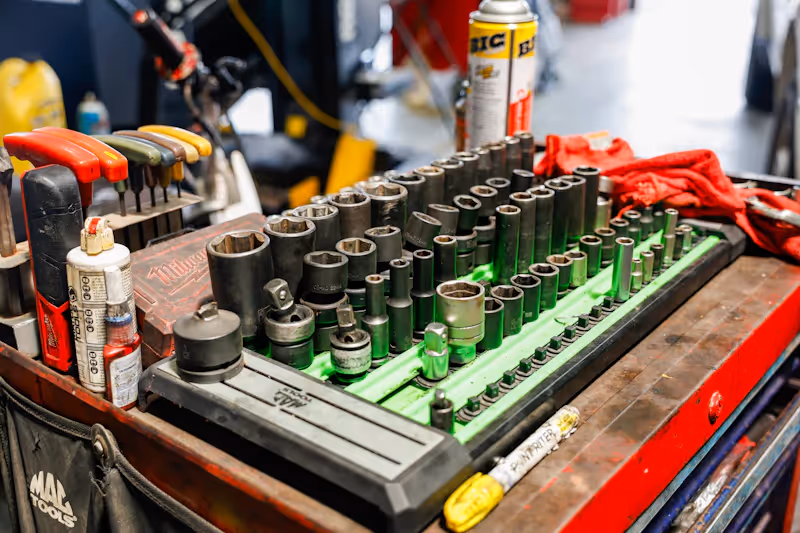 Truck part in repair shop in Houston, TX