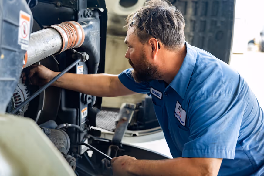 Diesel mechanic performing general truck repair in Houston, TX