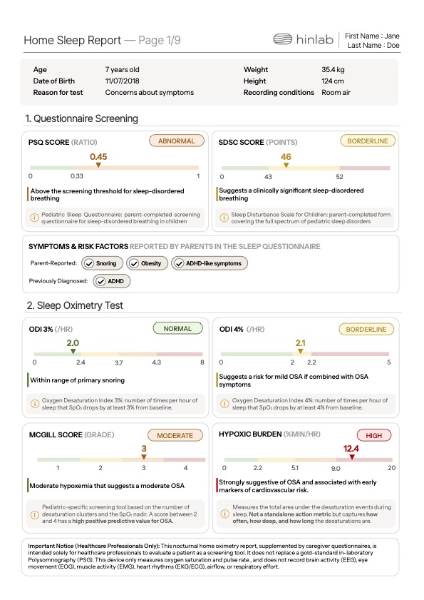 A sample Sleep Report showing a flagged result