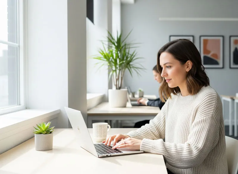 woman at desk on laptop