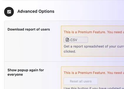 advance options screen