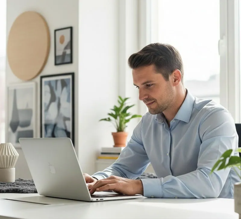 man at desk on laptop