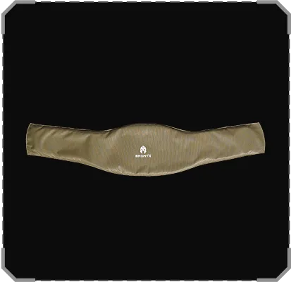 Хакі тканинний поясний ремінь із білим логотипом Brovyk по центру.