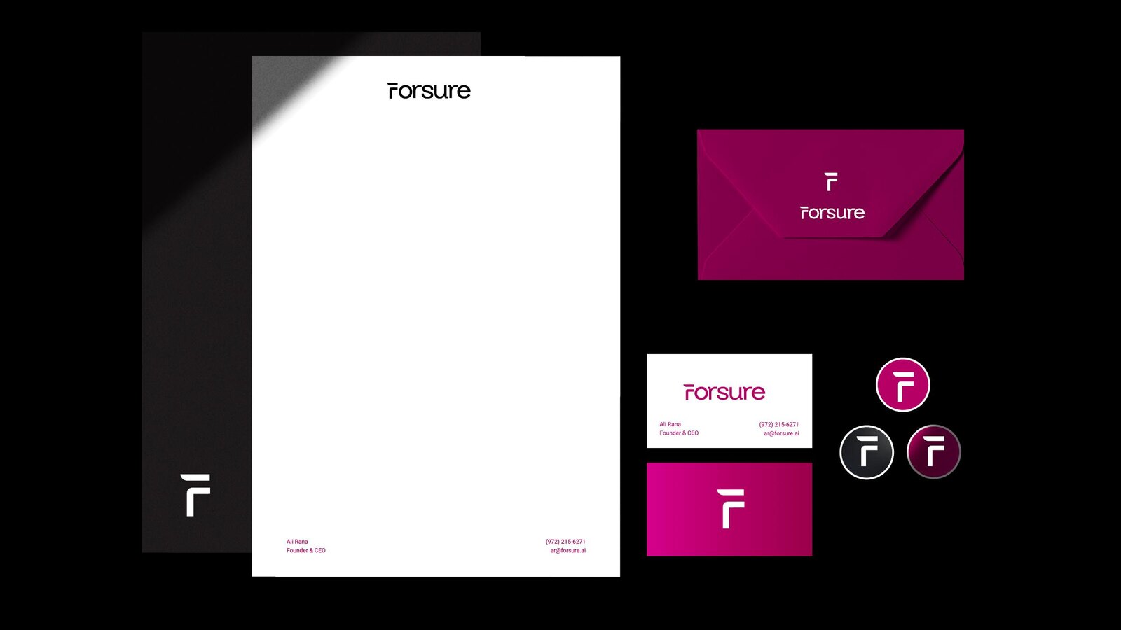 Forsure brand applications and stationery