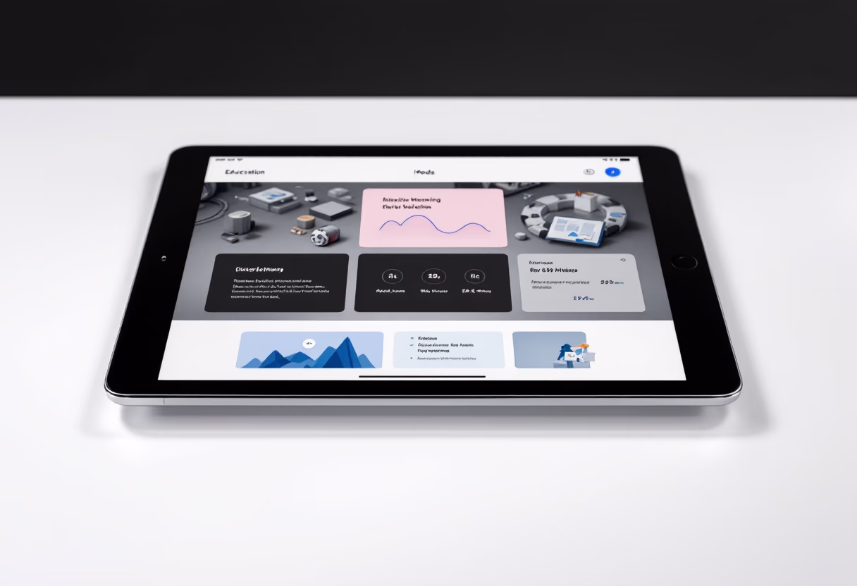 [interface] image of a tablet with an educational app (for edtech)