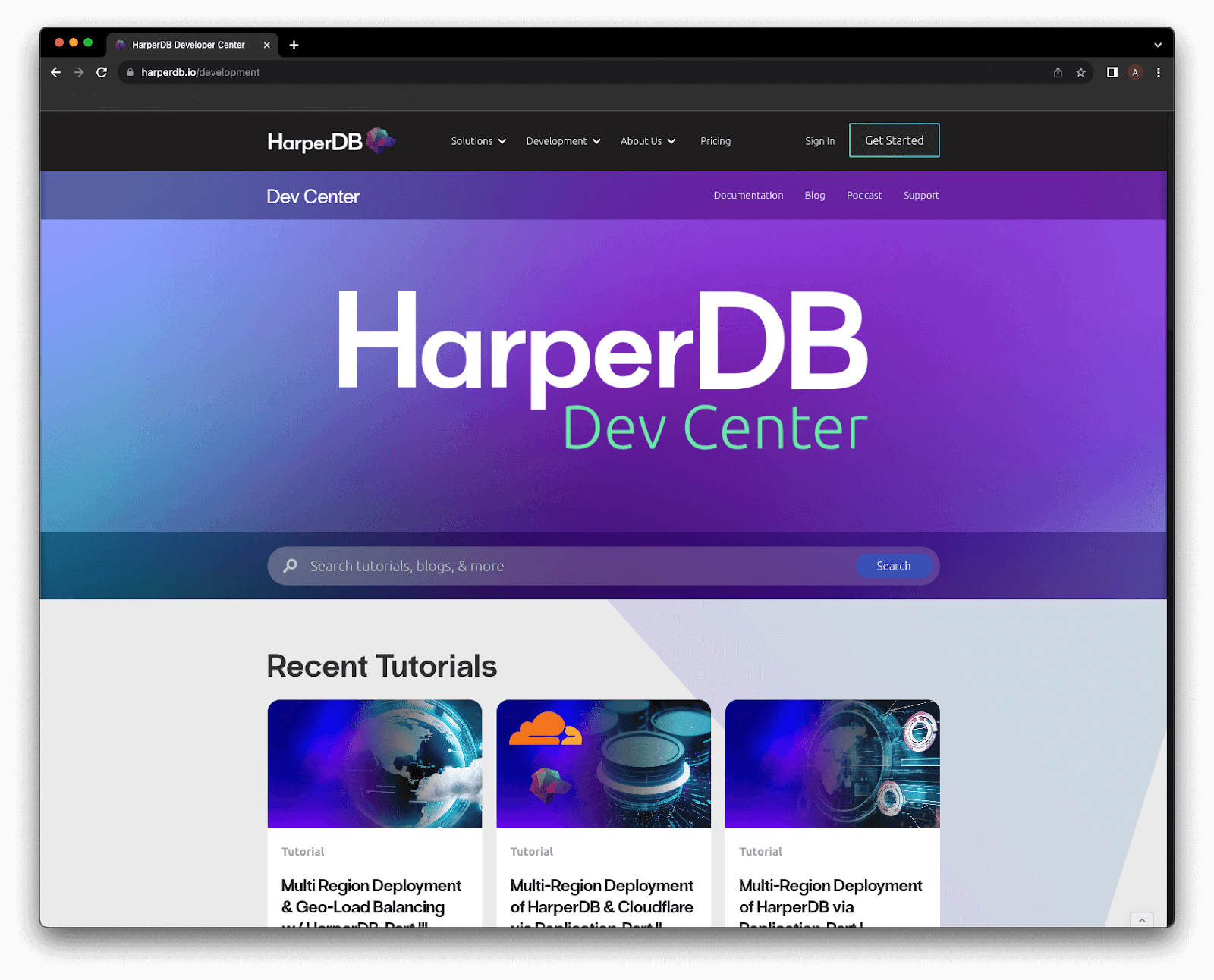 Screenshot of HarperDB Dev Center