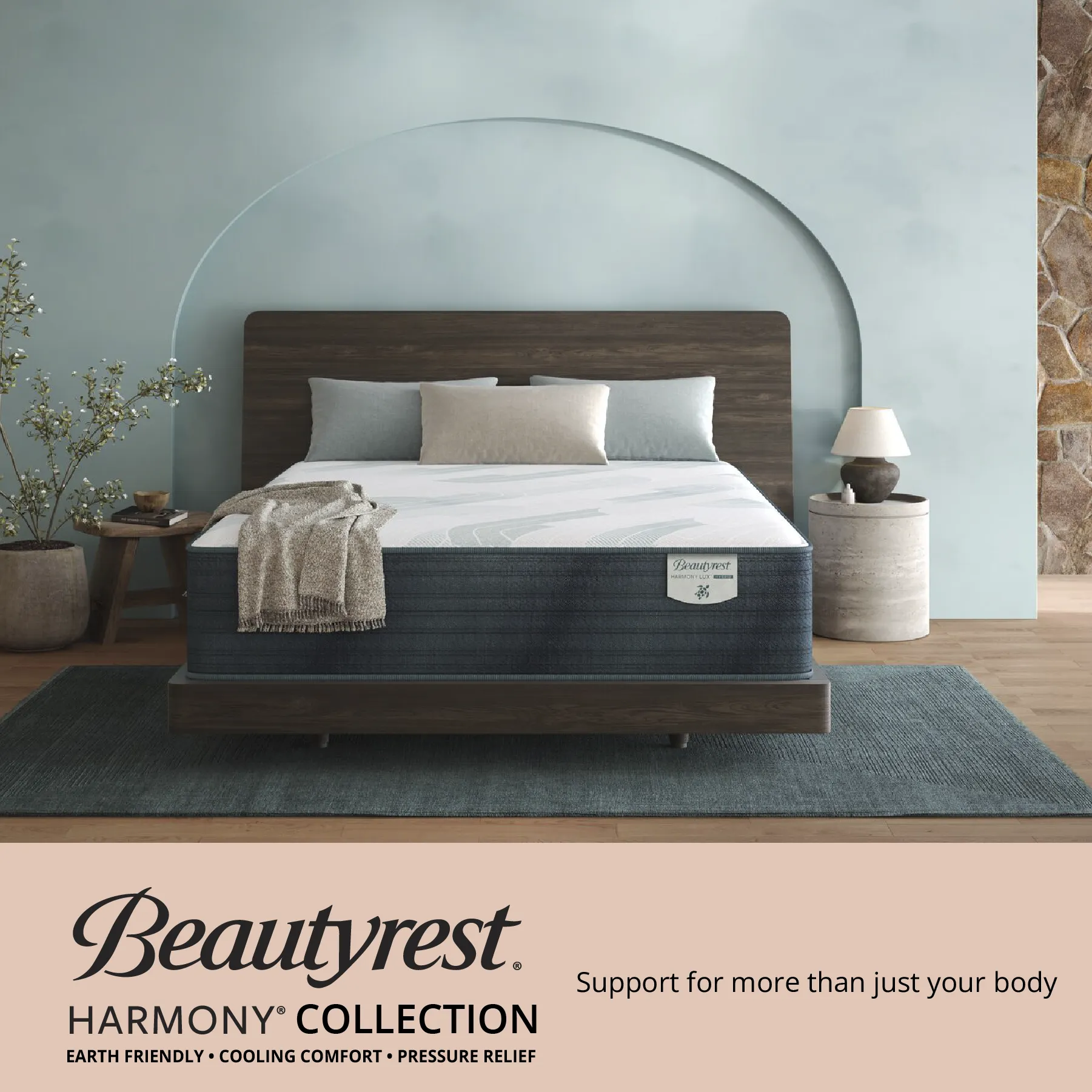 stylish bedroom with Beautyrest mattress