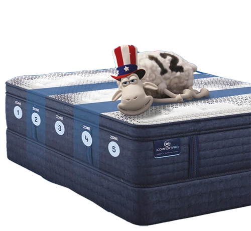 cute sheep on bed wearing a hat