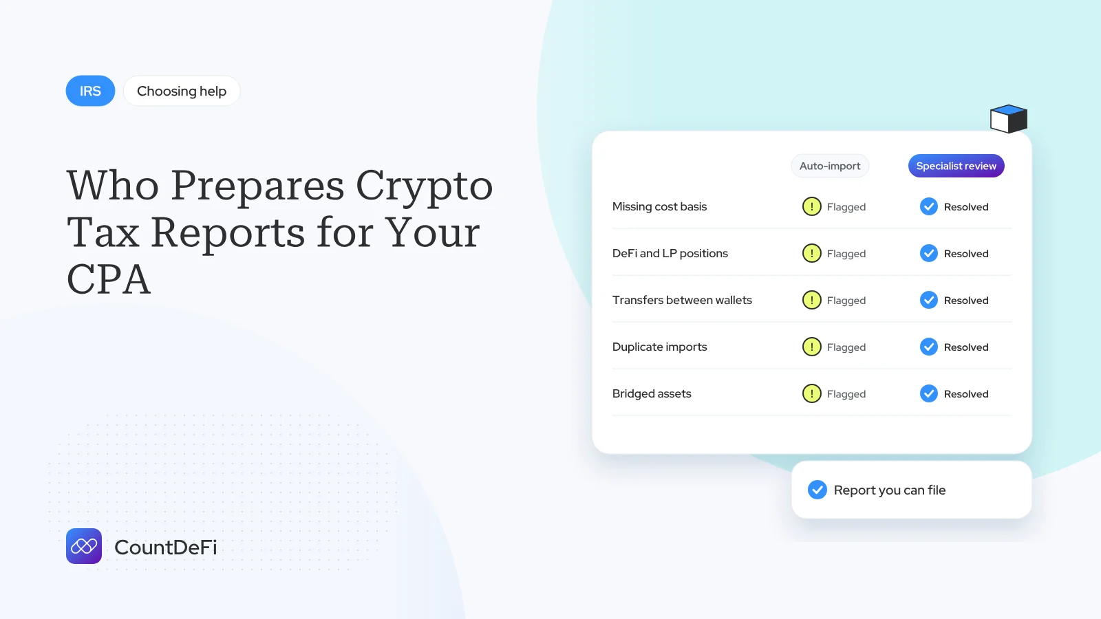 Cover illustration for: Who Prepares Crypto Tax Reports for Your CPA?